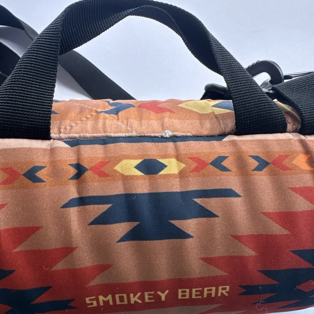 Smokey The Bear Packable Picnic Blanket Southwest 70x70 Roll Up Strap NEW